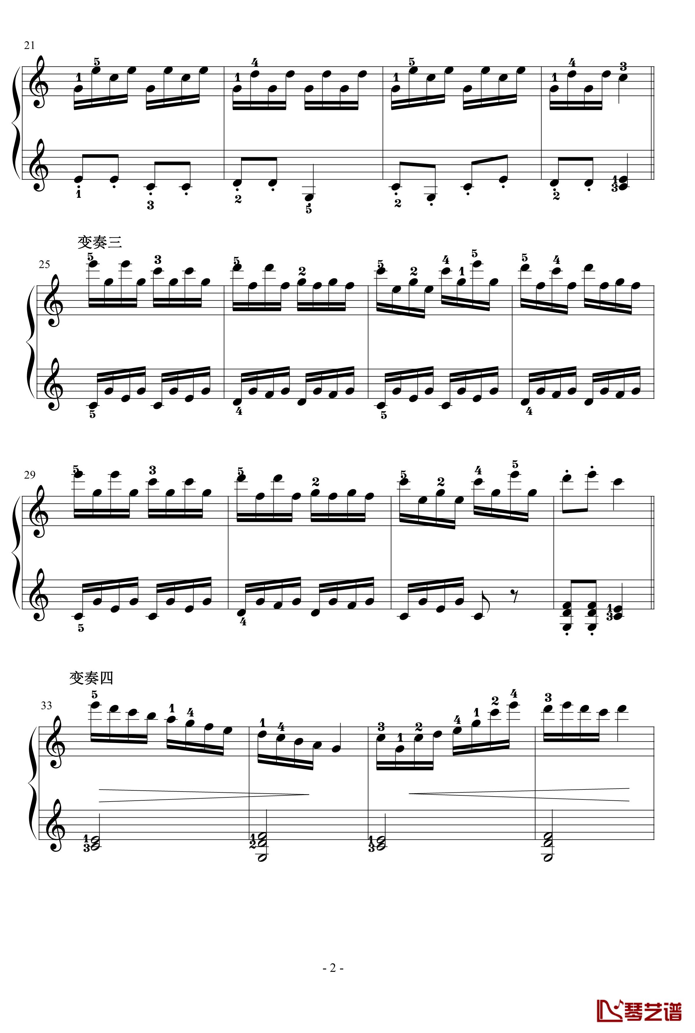 乒乓变奏曲钢琴谱-儿童歌曲