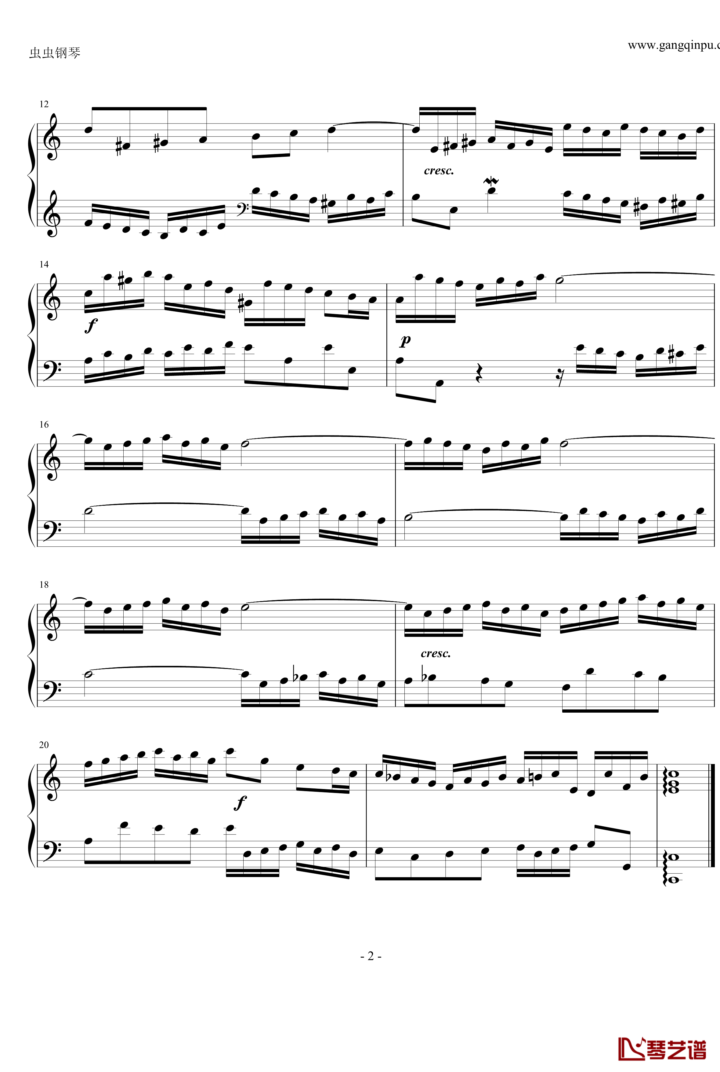 二部创意曲第一号C大调钢琴谱-巴赫-P.E.Bach