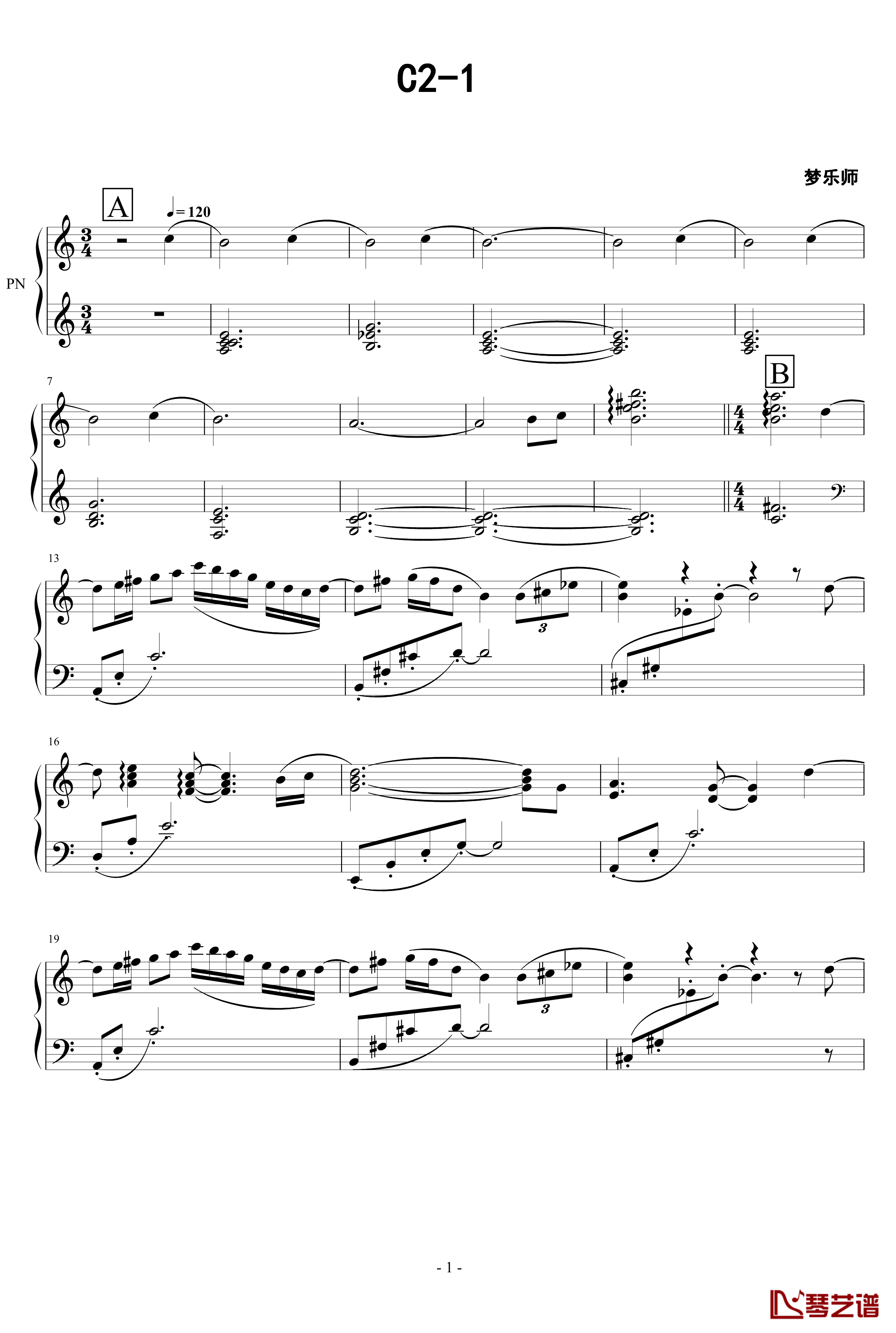 从零学作曲C2-1钢琴谱-梦乐师