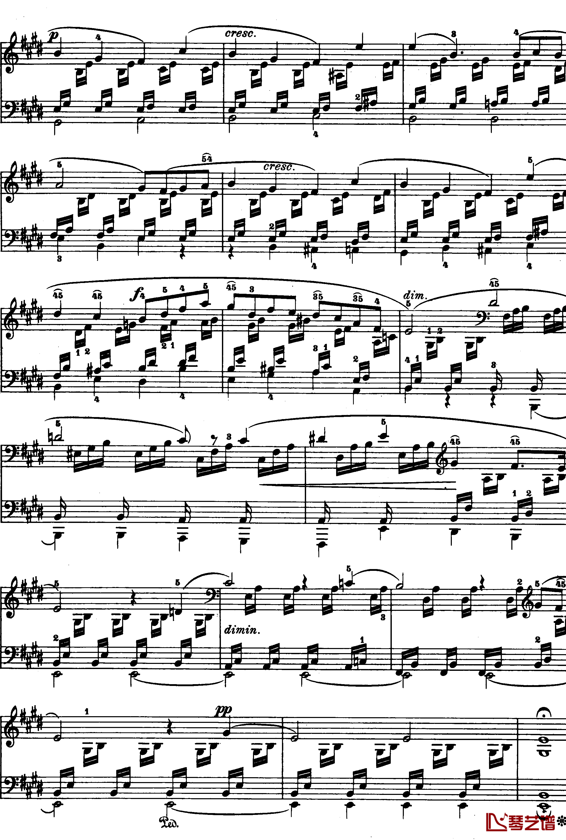 E大调无词歌钢琴谱-Op. 19, No. 1-门德尔松
