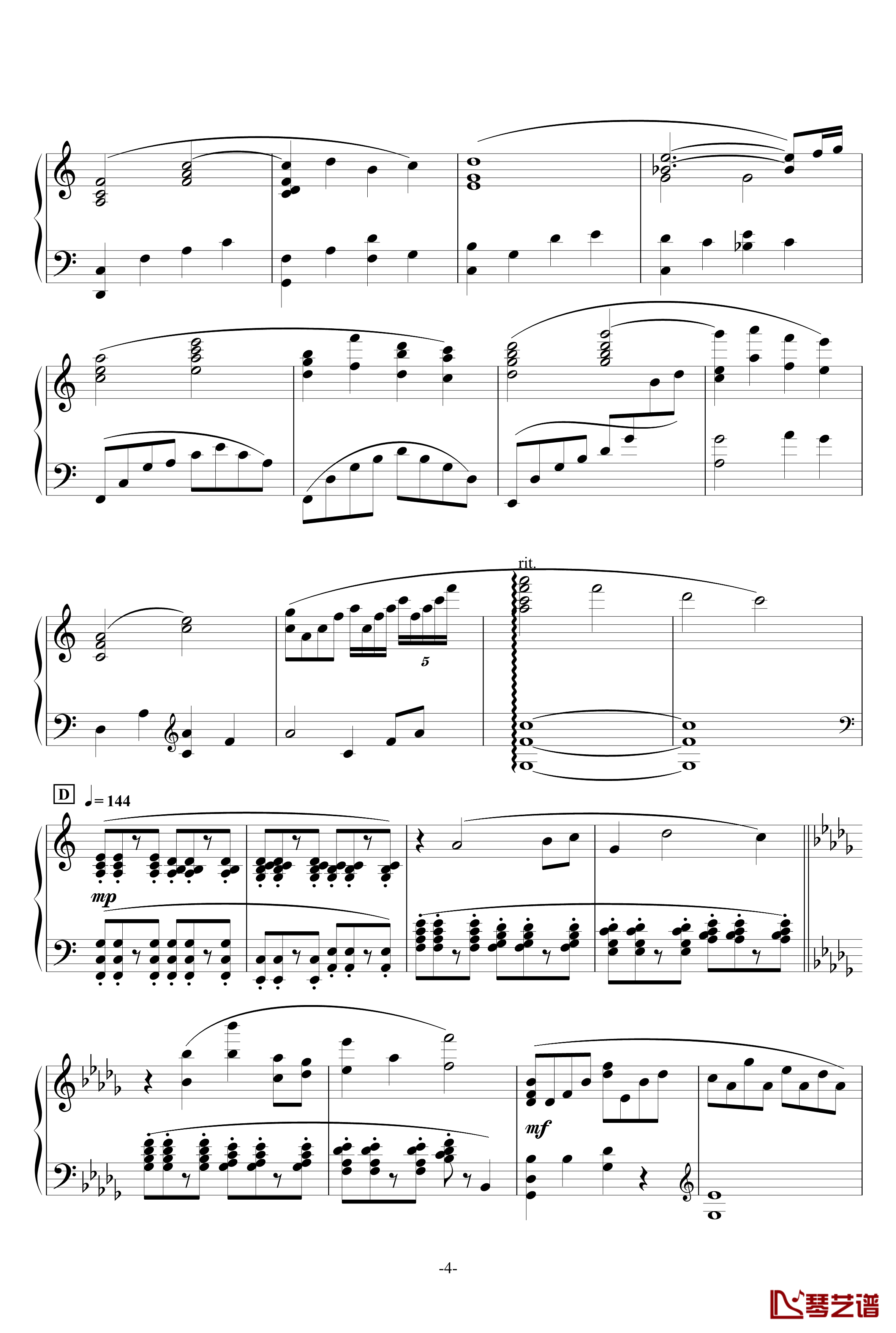 最终幻想13香草主题曲-最终幻想-钢琴谱