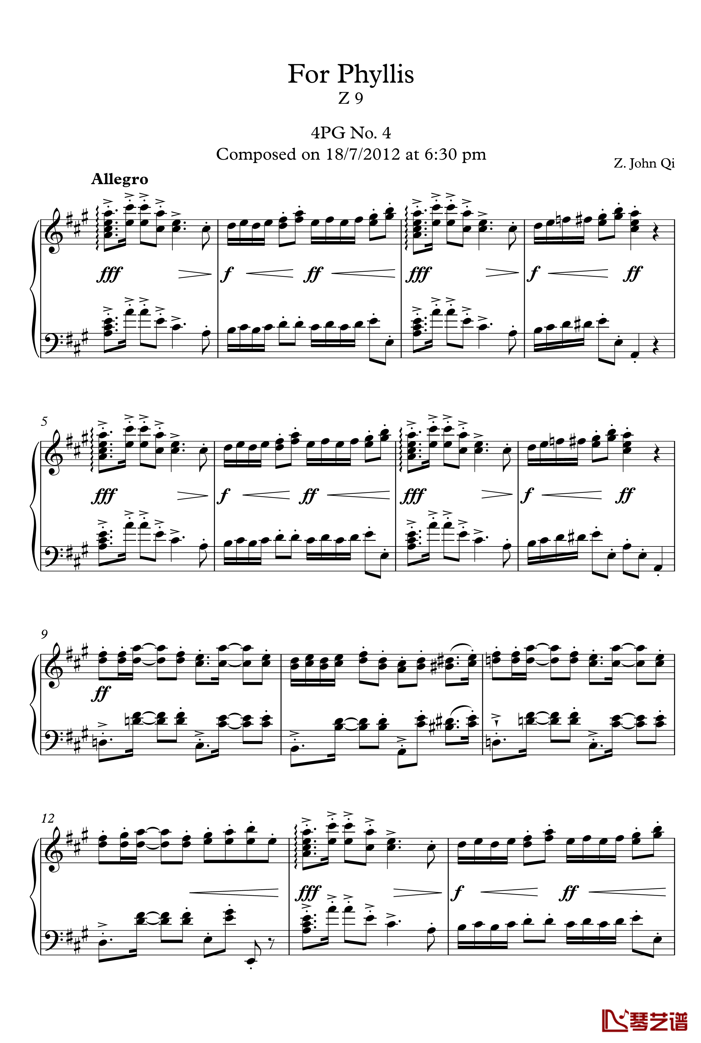 For Phyllis 4PG No. 4钢琴谱-漆政-Z9