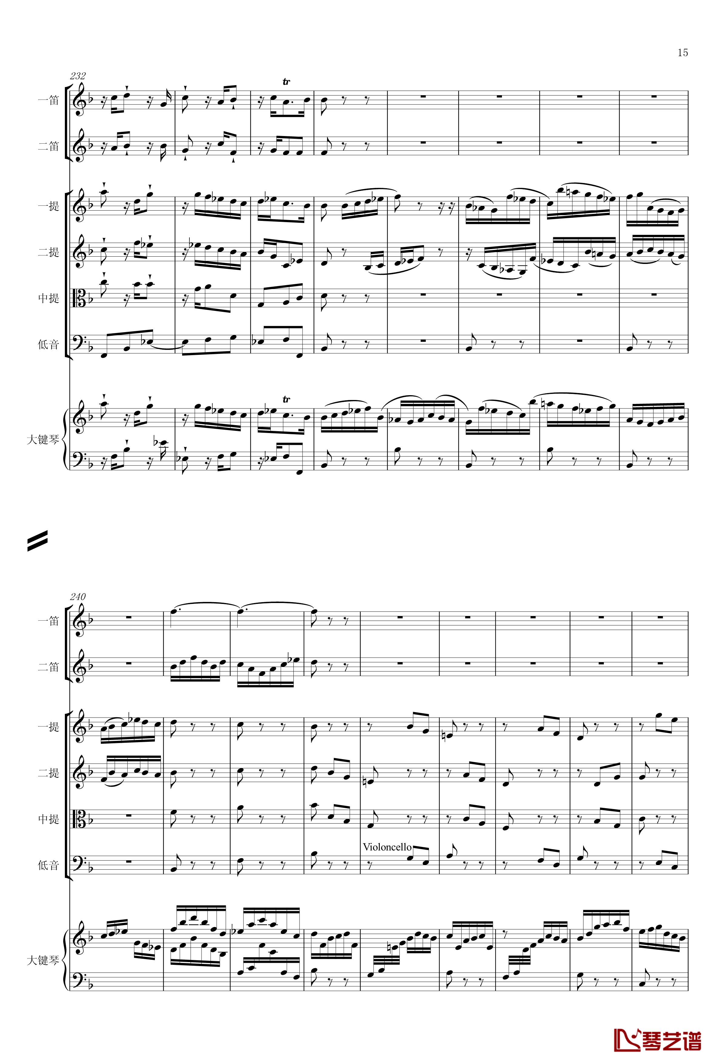 F大调第六号钢琴协奏曲钢琴谱-第一乐章-巴哈-Bach, Johann Sebastian