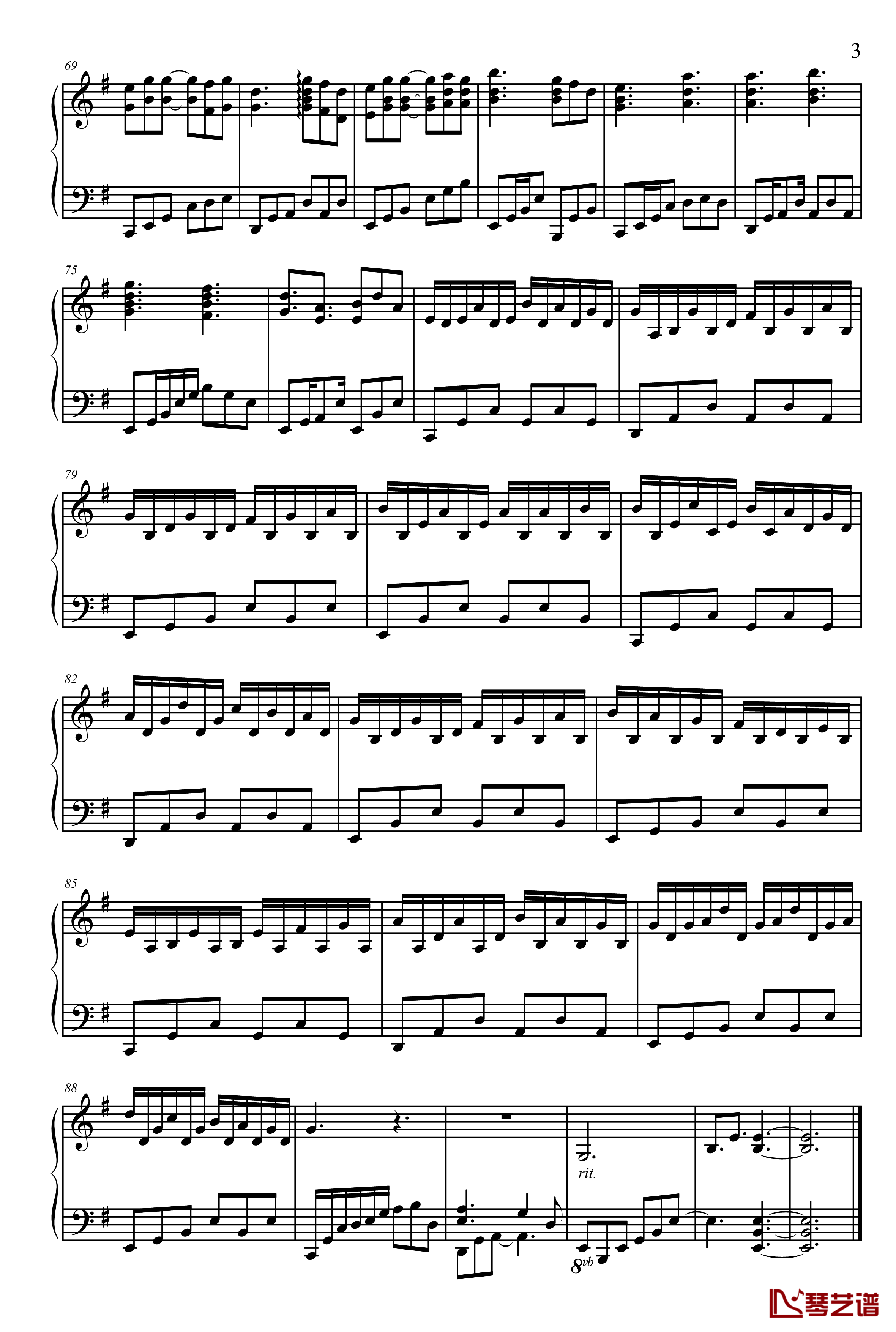 PIANO UC-NO.3钢琴谱-澤野弘之