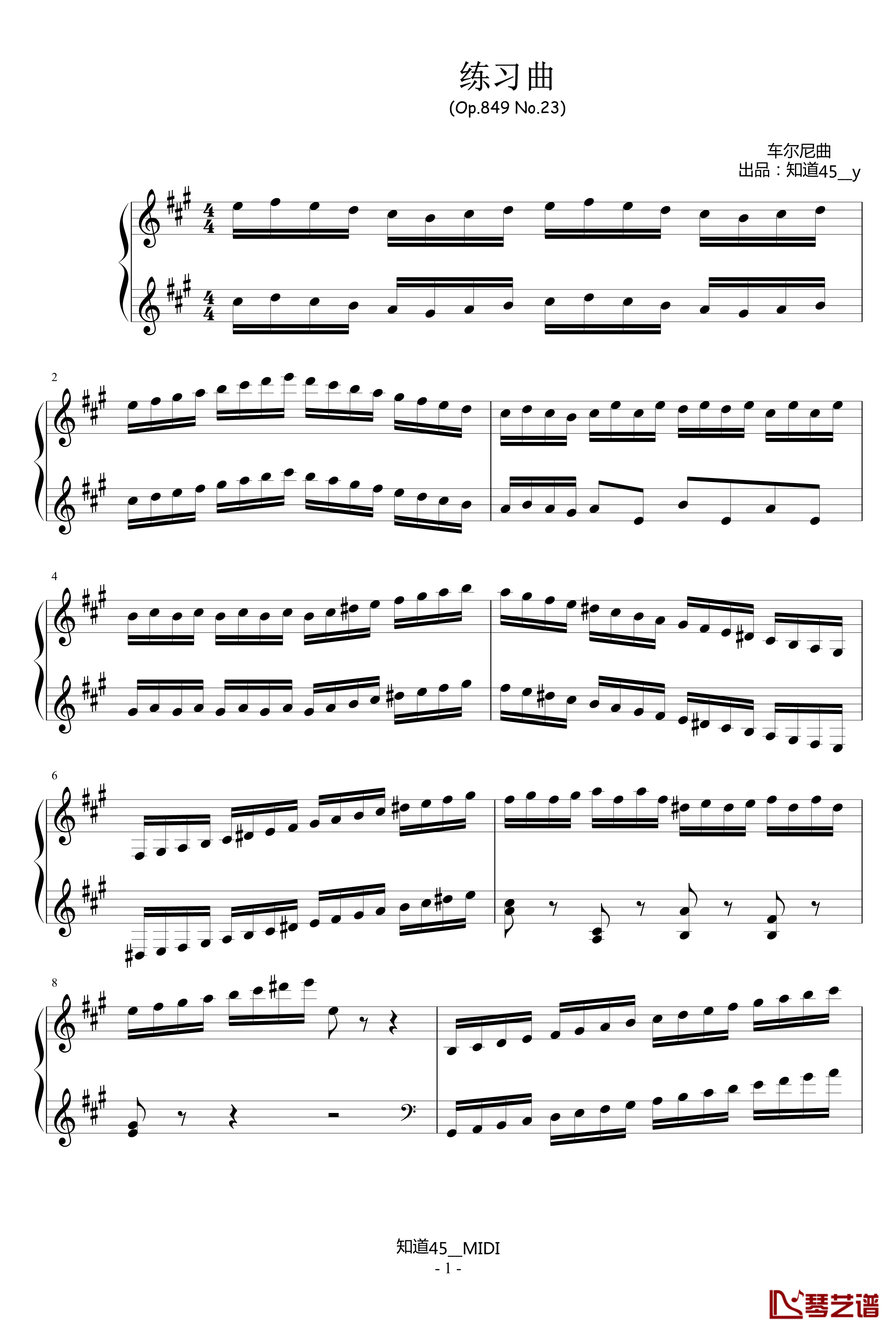 练习曲钢琴谱-Op.849 No.23-儿童歌曲