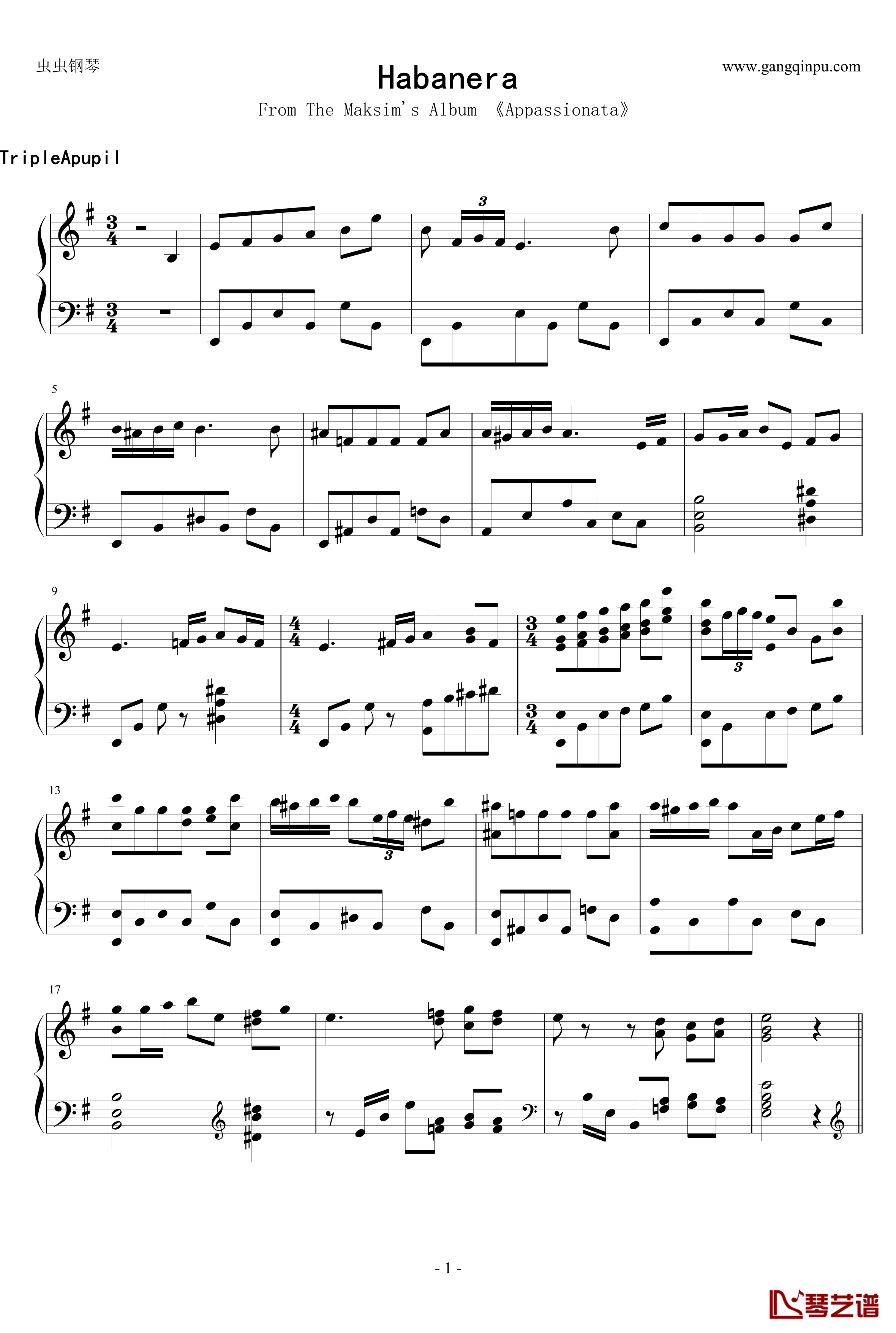 Habanera钢琴谱-哈巴涅拉-马克西姆-Maksim·Mrvica
