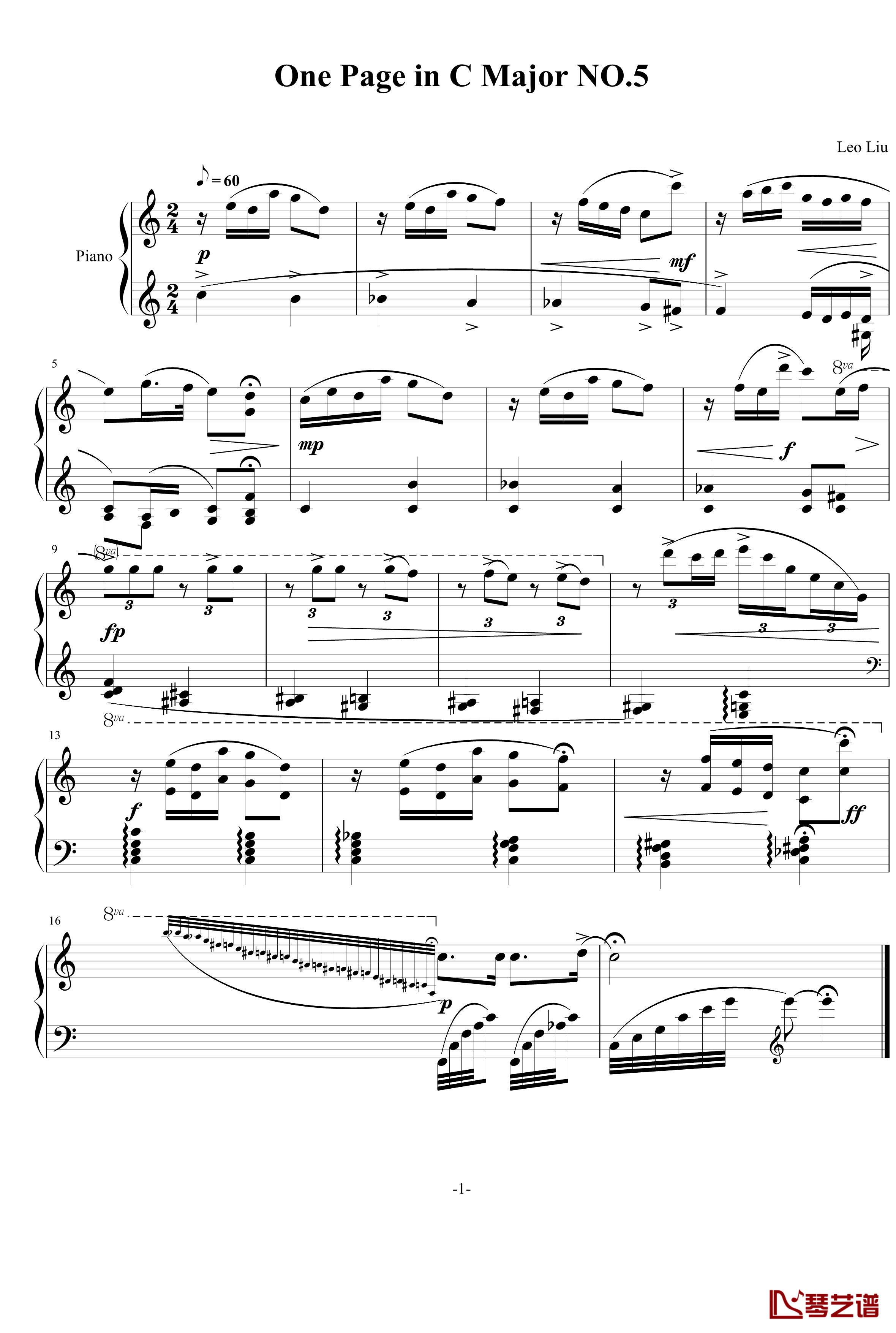 一页曲5钢琴谱-光棍节-灵动无痕
