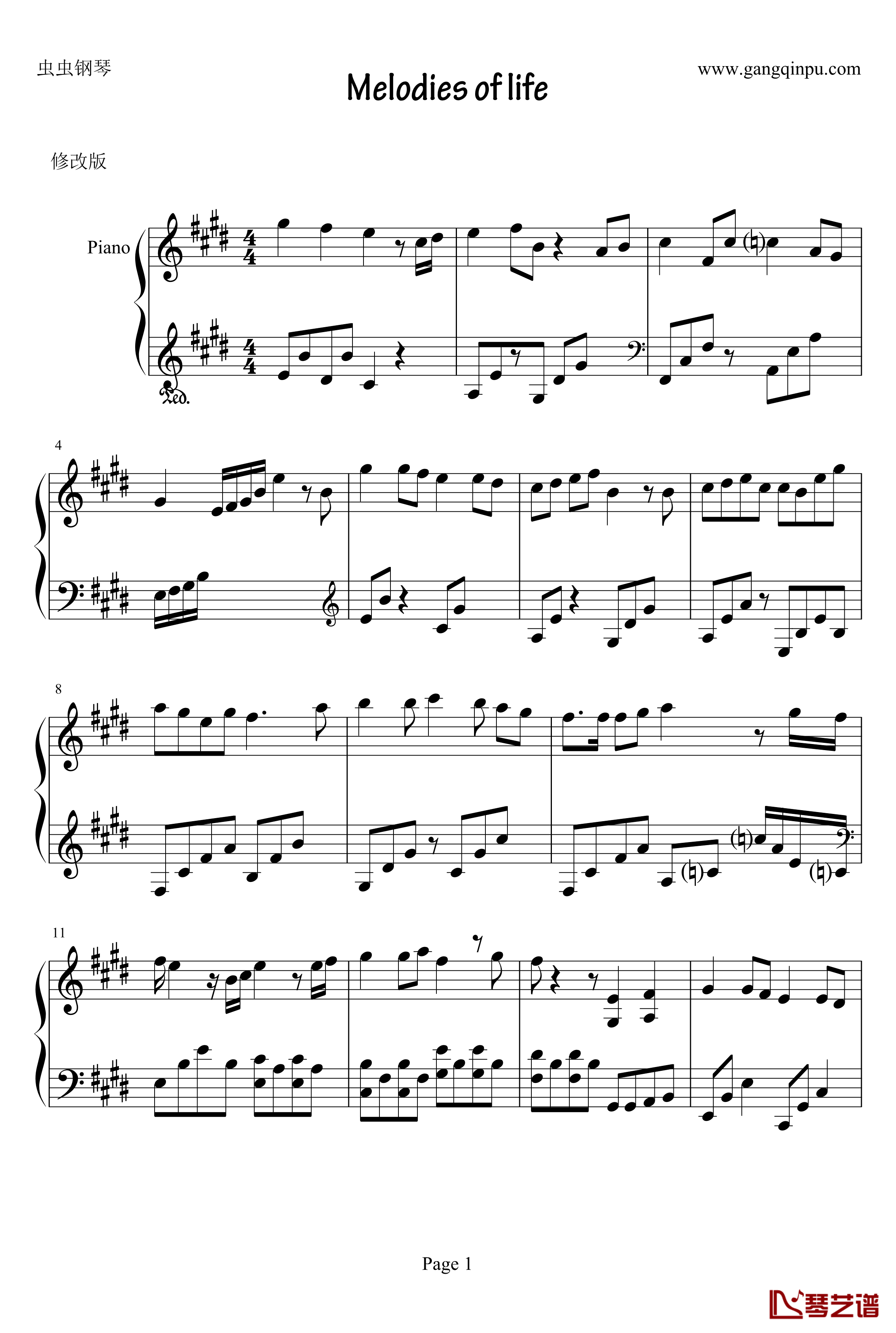 Melodies of life钢琴谱-完美修改版-最终幻想