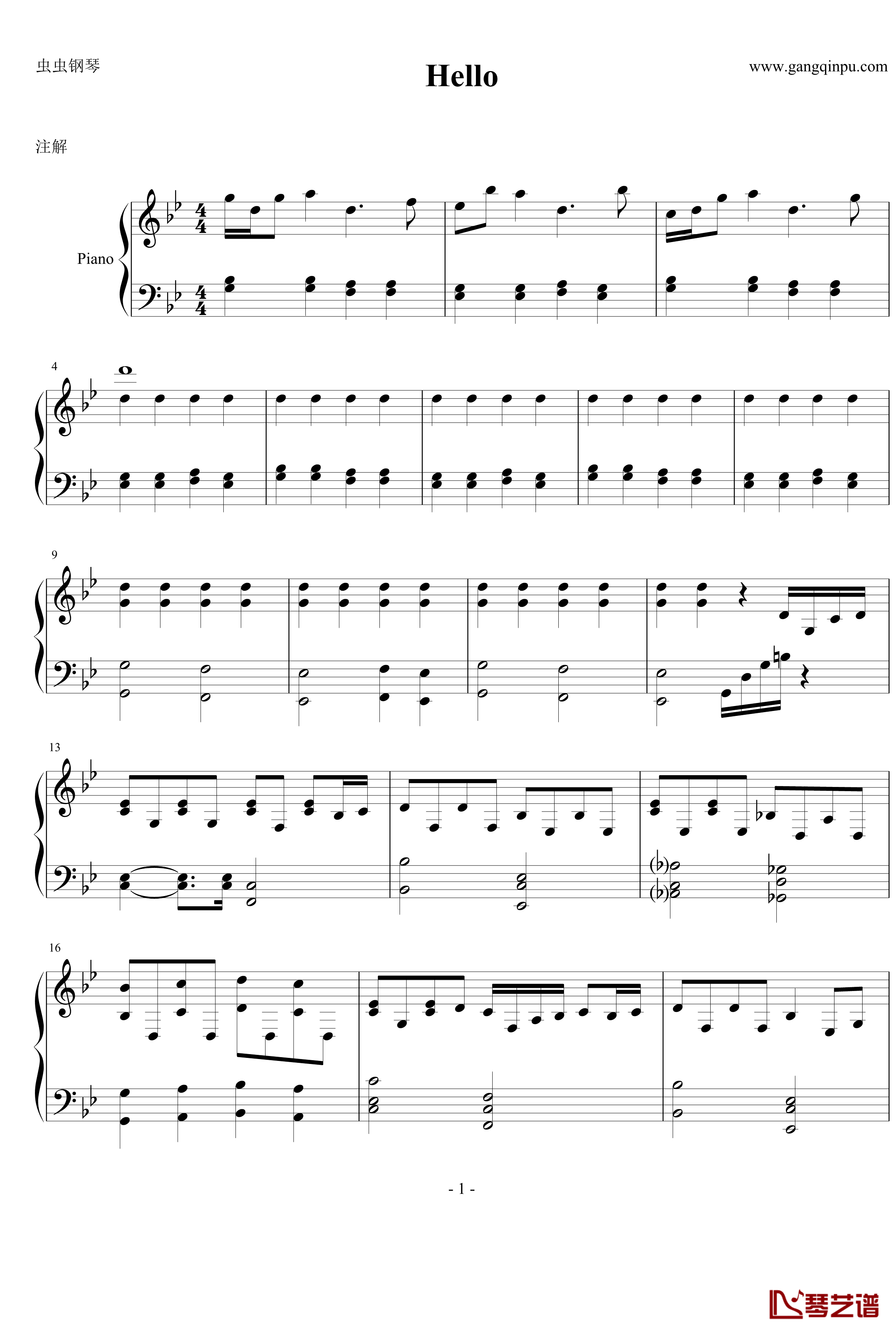 Hello钢琴谱-Jonathan Groff
